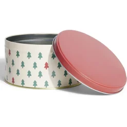 Gifi Boîte ronde en métal Ø13,5cm motif sapin vert et rouge Online