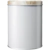 Gifi Boîte ronde en métal gris avec couvercle effet bois