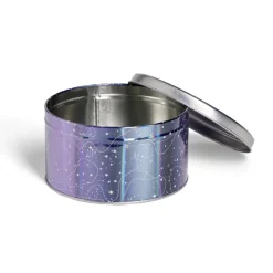 Gifi Boîte ronde en métal violet irisé et gris argenté Ø13,5xH7cm New