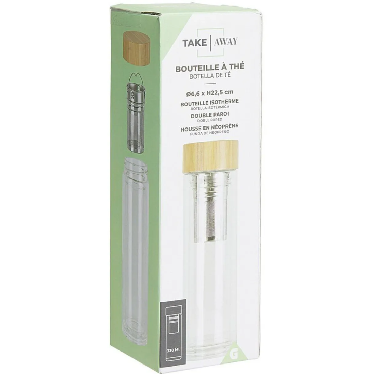 Gifi Bouteille à thé isotherme avec housse 330 ml
