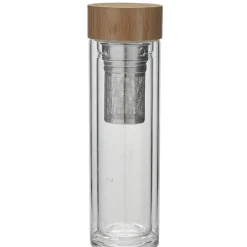 Gifi Bouteille infuseur double paroi en verre avec bouchon en bambou Clearance