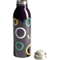 Gifi Bouteille isotherme acier noir motif rond 500ml Ø6,7xH21,8cm