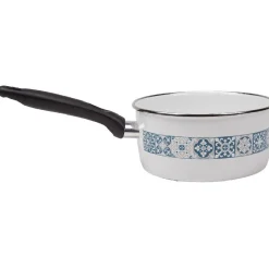 Gifi Casserole anti-adhésive acier émaillé blanc crème et bleu Best