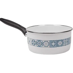 Gifi Casserole anti-adhésive acier émaillé blanc crème et bleu Best