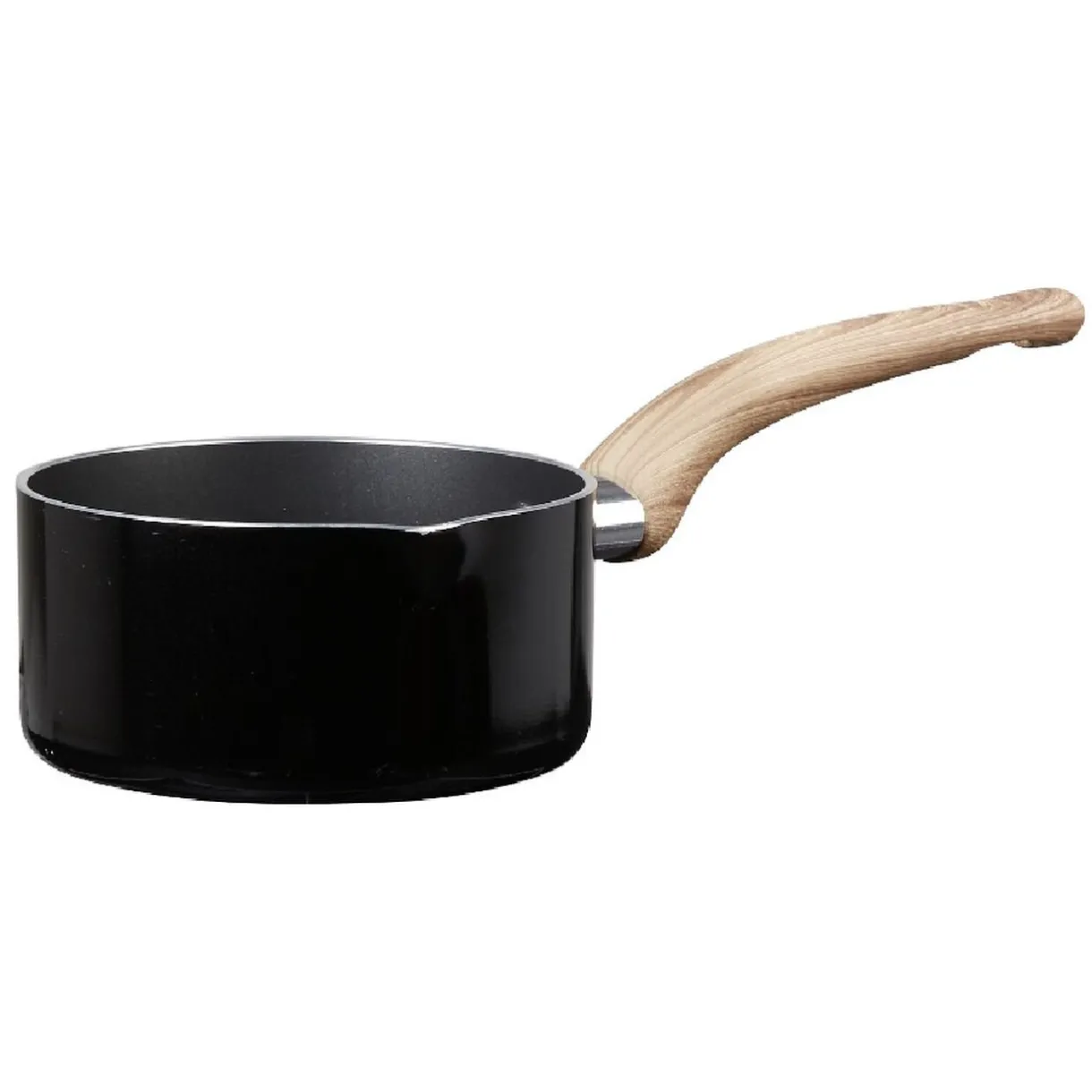 Gifi Casserole noire manche effet bois Ø 14 Outlet