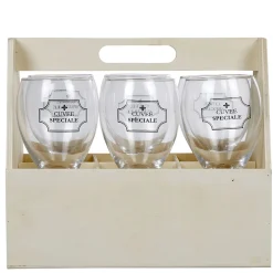 Gifi Coffret en bois avec 6 verres à vin