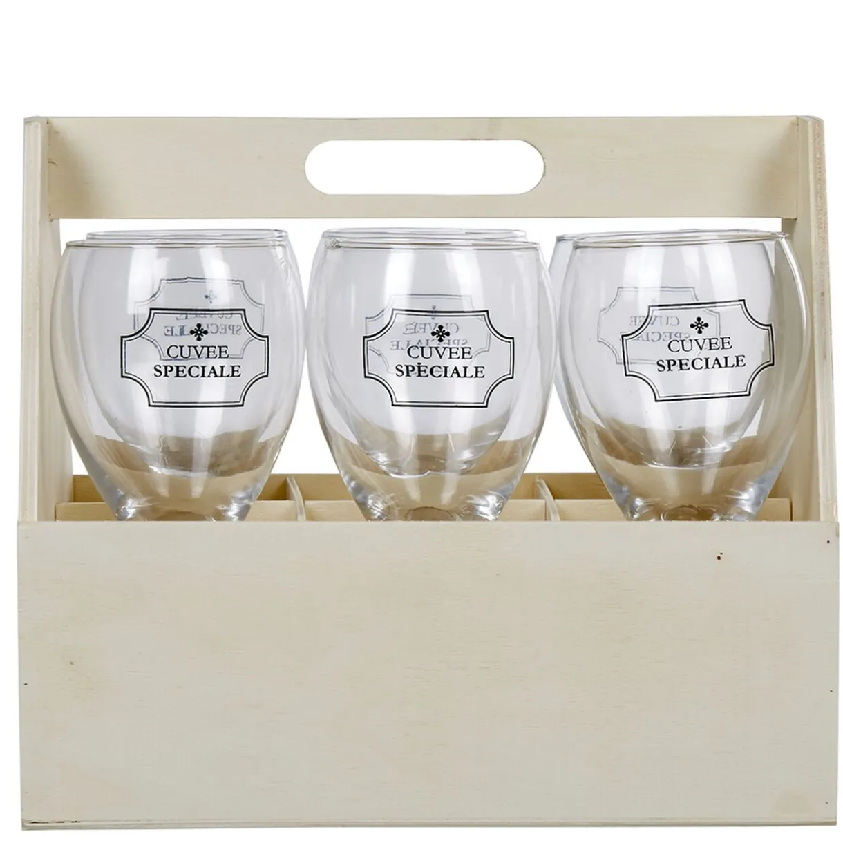 Gifi Coffret en bois avec 6 verres à vin "cuvée spéciale" Clearance