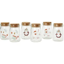 Gifi Coffret mini bocal en verre motif Noël couvercle liège x6 Clearance