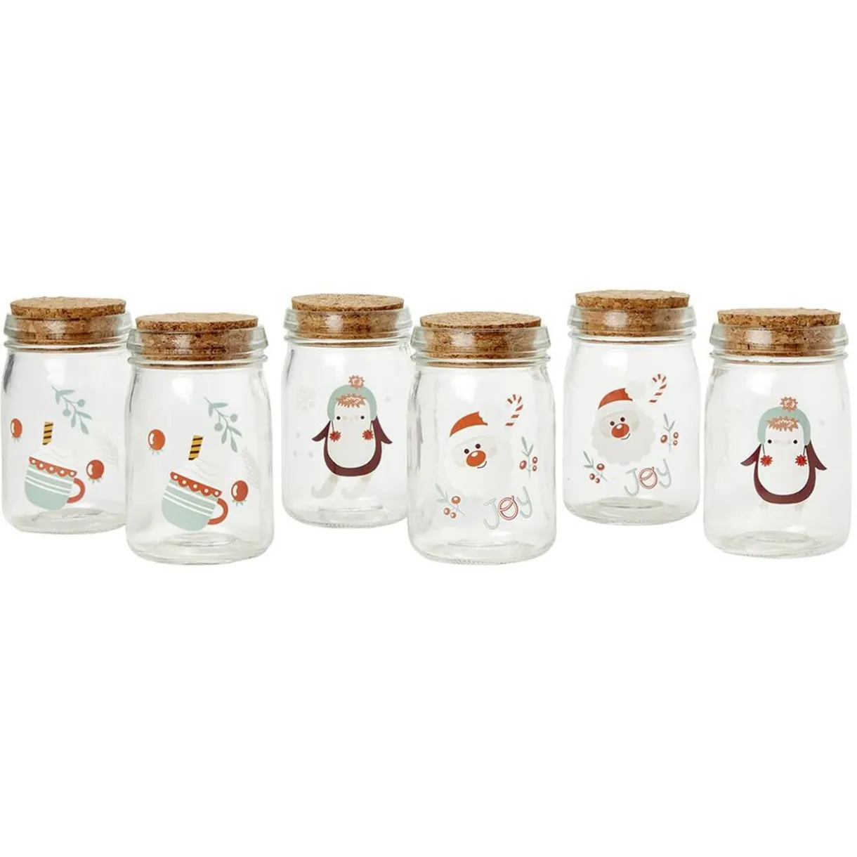 Gifi Coffret mini bocal en verre motif Noël couvercle liège x6 Clearance