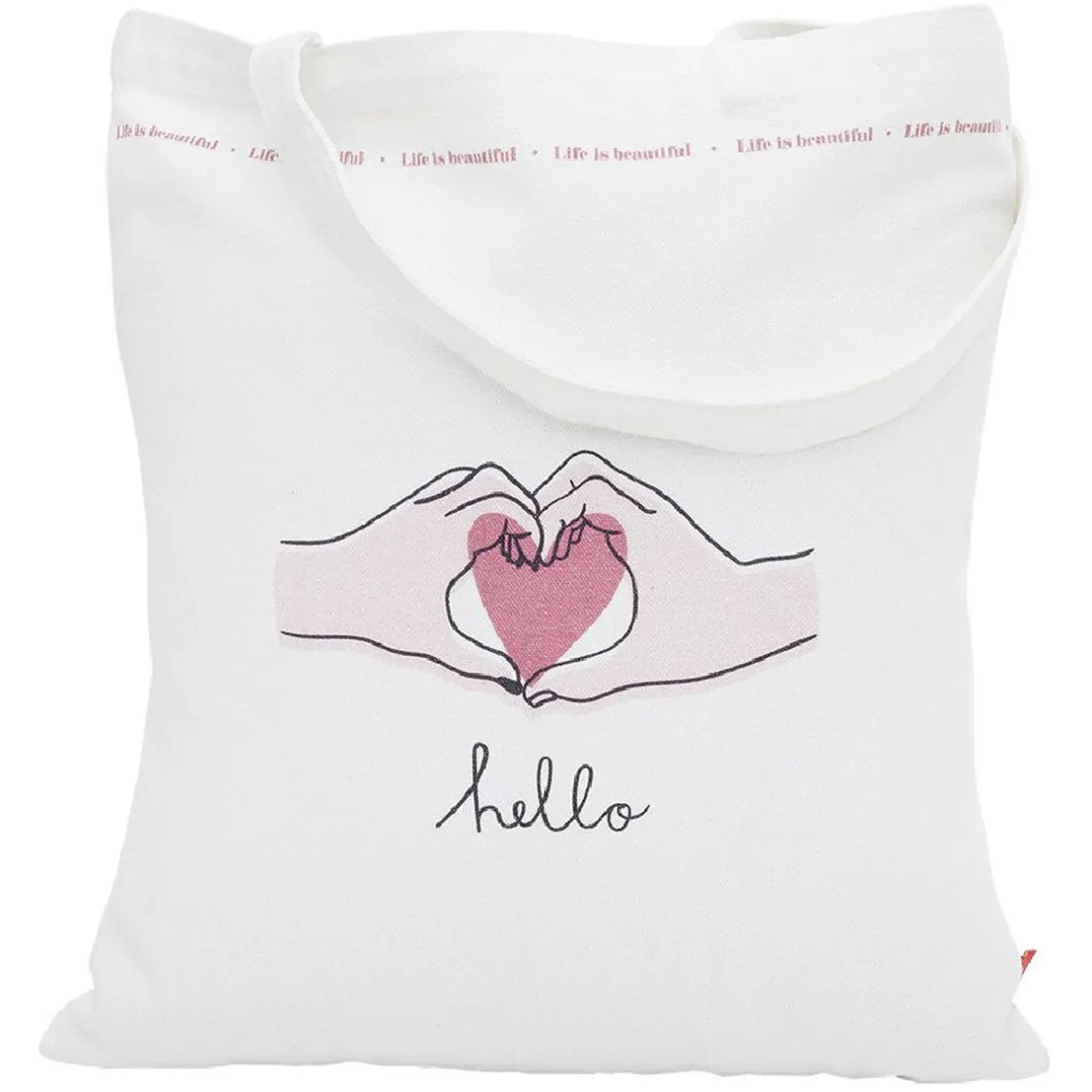 Gifi Coffret mug 330ml et tote bag coeur blanc et rose
