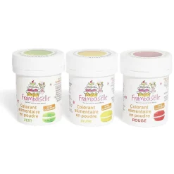 Gifi Colorant alimentaire en poudre Framboiselle rouge jaune vert x3 Discount