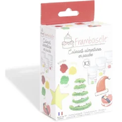 Gifi Colorant alimentaire en poudre Framboiselle rouge jaune vert x3 Discount