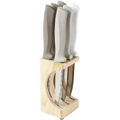 Gifi Coouteau à steak inox x6 et bloc en pin Sale