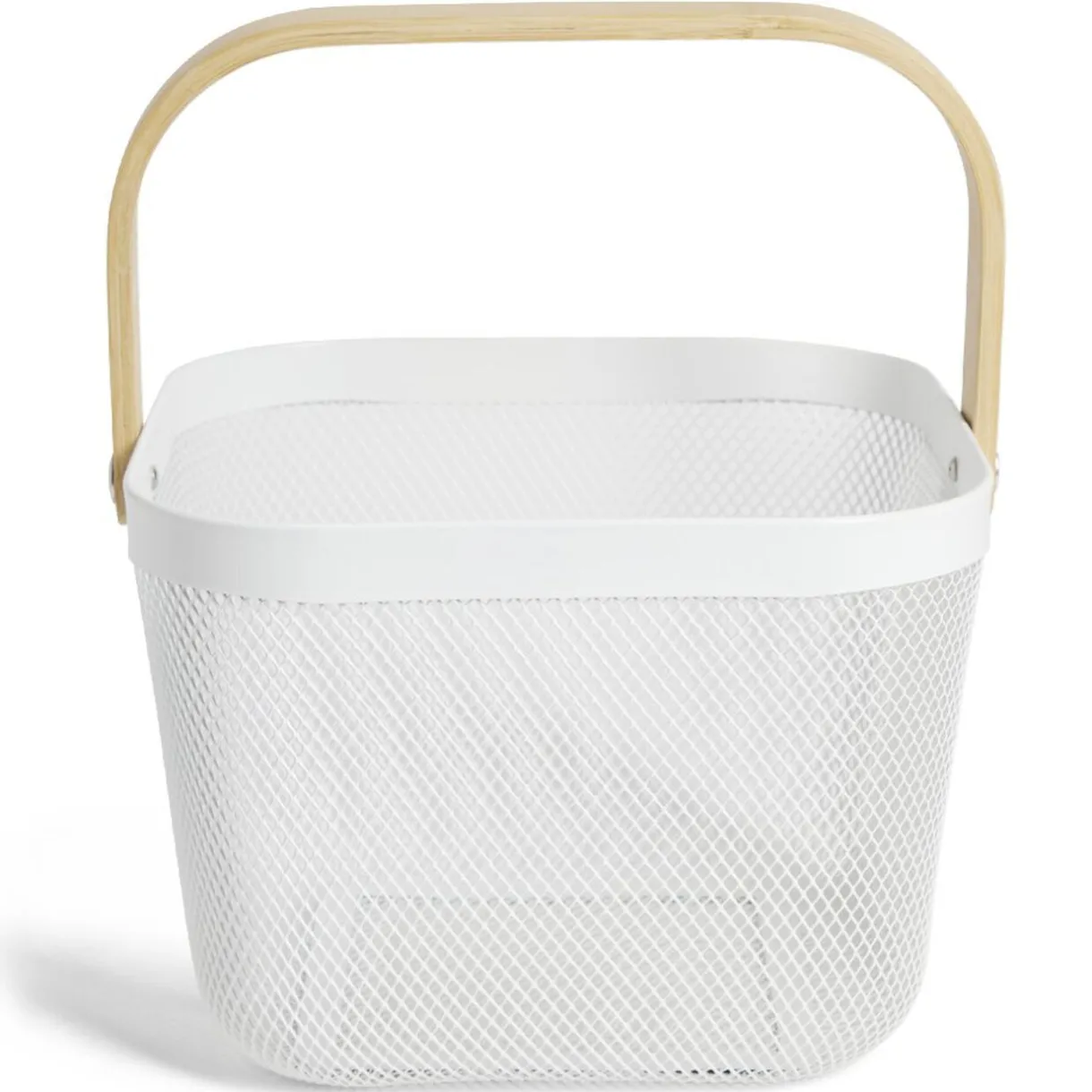 Gifi Corbeille à fruit métal mesh blanc et anse bambou Outlet