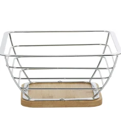 Gifi Corbeille à fruits métal filaire socle bambou gris naturel Clearance