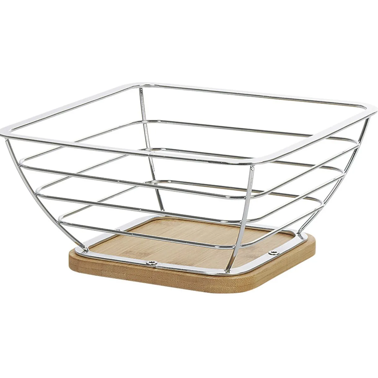 Gifi Corbeille à fruits métal filaire socle bambou gris naturel Clearance