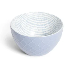 Gifi Coupelle porcelaine motif tissé blanc et bleu pastel Ø13xH7,2cm Hot