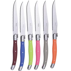 Gifi Couteau à steack inox manche multicolore x6