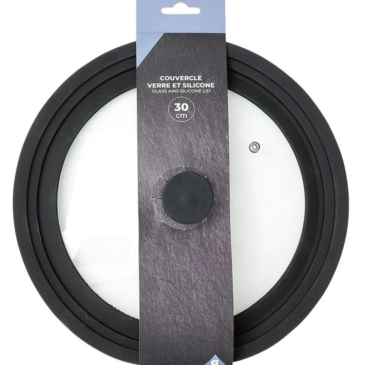 Gifi Couvercle en verre avec contour silicone noir Ø 30 cm Clearance