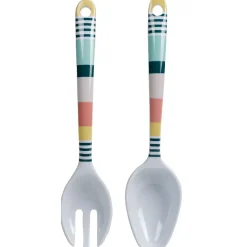 Gifi Couverts à salade blancs motif bayadère multicolore x2 Hot