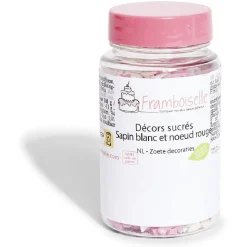 Gifi Décor sucré sapin blanc et noeud rouge Framboiselle 50g