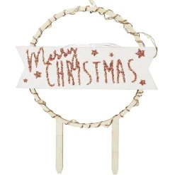 Gifi Décoration gâteau de Noël à LED en bois beige Best