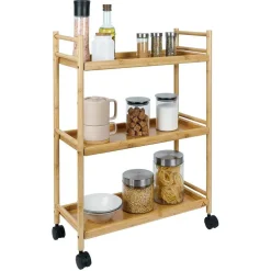 Gifi Desserte 3 niveaux à roulettes bambou et MDF 51,5x22,5xH71cm New
