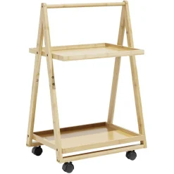 Gifi Desserte à roulettes bambou 2 niveaux 50x38xH78cm Best