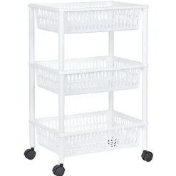 Gifi Desserte de cuisine 3 niveaux panières blanches Sale