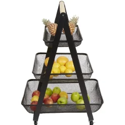 Gifi Desserte de cuisine 3 paniers métal noir New