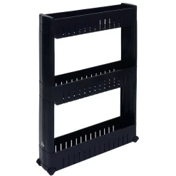 Gifi Desserte de cuisine à roulettes 3 niveaux noir 54,5x12,5xH.72cm Best