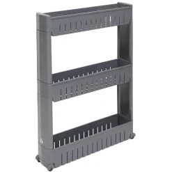 Gifi Desserte de cuisine à roulettes 3 niveaux gris 54,5x12,5xH.72cm Clearance