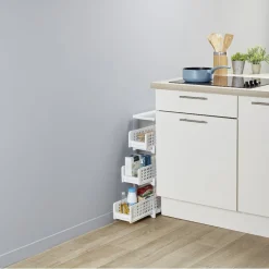 Gifi Desserte de cuisine 3 tiroirs coulissants blanc Outlet