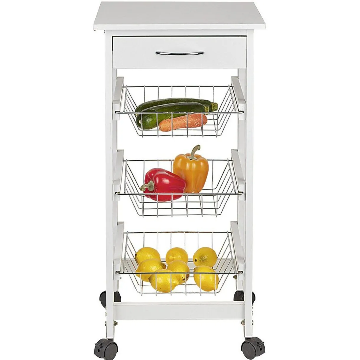 Gifi Desserte de cuisine mdf métal blanc gris Outlet