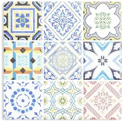 Gifi Dessous de plat carré céramique design carreau de ciment 15,2x15,2cm