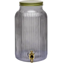 Gifi Distibuteur à boisson en verre strié noir 5,5L