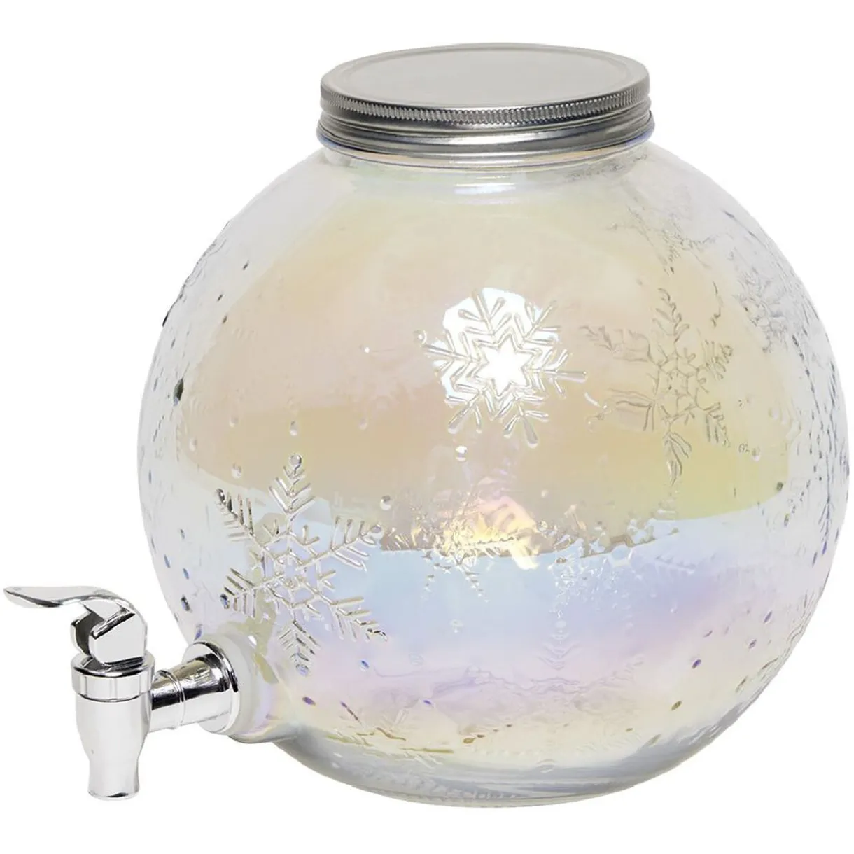 Gifi Distributeur de boisson en verre motif flocons iridescent 5,5L