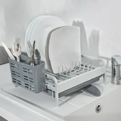 Gifi Egouttoir à vaisselle extensible gris et blanc Sale