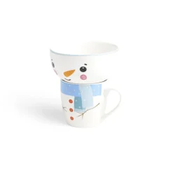 Gifi Ensemble mug 355ml avec bol 520ml porcelaine motif bonhomme de neige