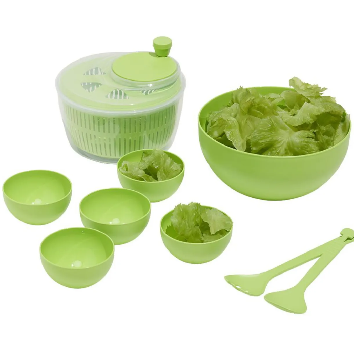 Gifi Essoreuse à salade avec couverts et saladier plastique vert Best