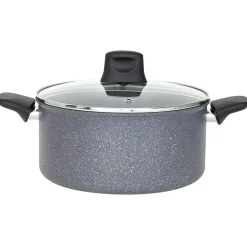Gifi Faitout Tefal aluminium effet pierre avec couvercle verre Ø 24 cm