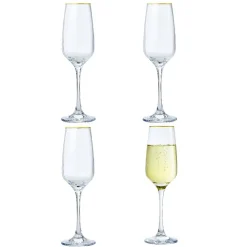 Gifi Flûte à champagne bord doré 19,5cl x4