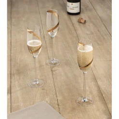 Gifi Flûte à champagne transparent motif ruban doré x3 Outlet