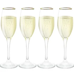Gifi Flûte en verre transparent avec liseré doré x4