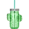 Gifi Gobelet en verre avec paille forme cactus ou fraise Ø10xH12,5cm