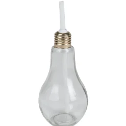 Gifi Gobelet en verre forme ampoule avec paille