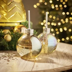Gifi Gobelet en verre forme boule de Noël avec paille Outlet