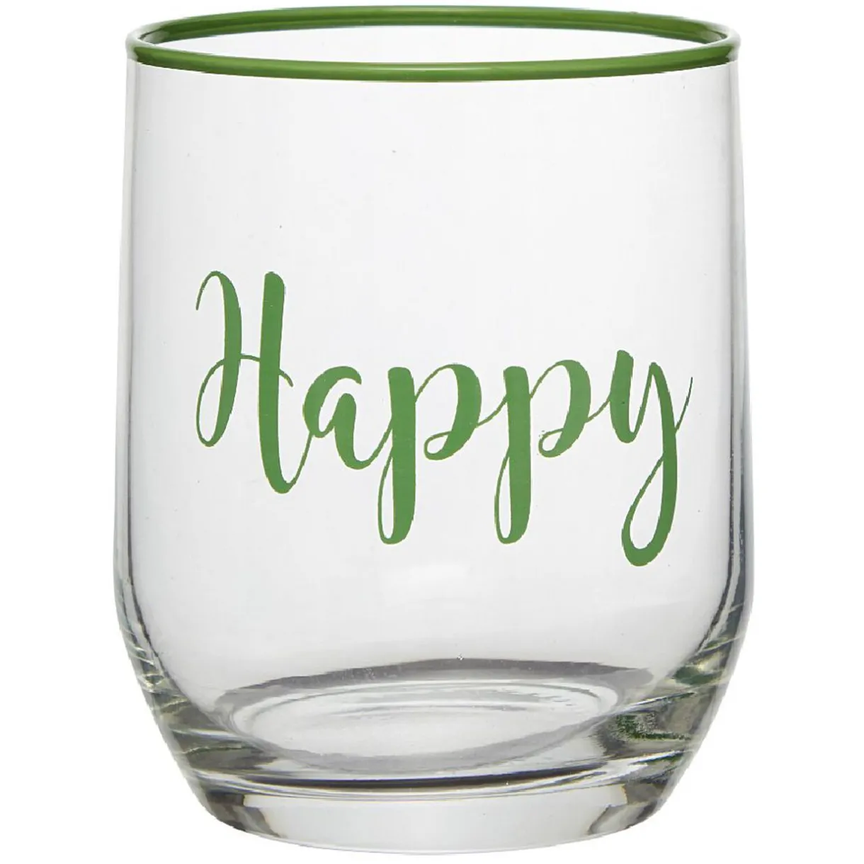 Gifi Gobelet en verre inscription Happy bord coloré 31,5 cl
