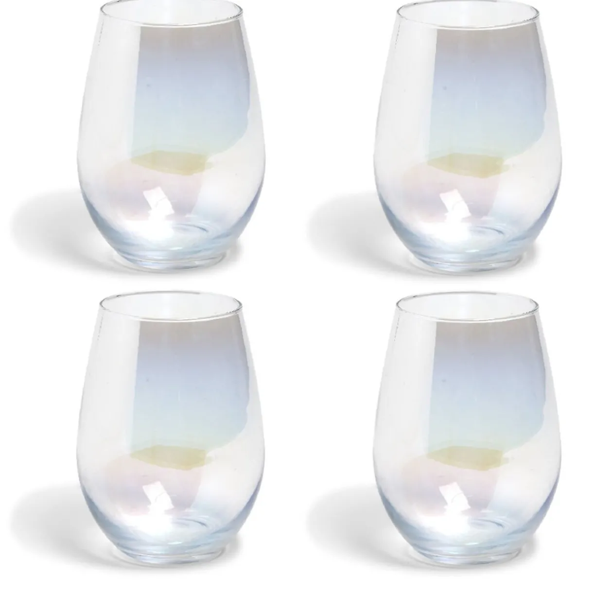 Gifi Gobelet en verre irisé ovale x4