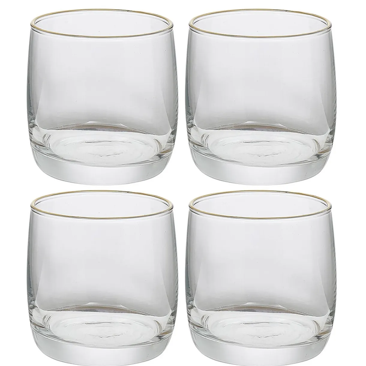 Gifi Gobelet en verre transparent avec liseré doré x4